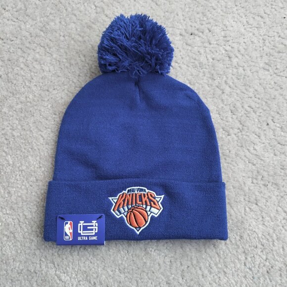 NWT New York Knicks Knit Beanie Hat Cuffed Pom Winter Cap Toque Blue - Picture 1 of 4